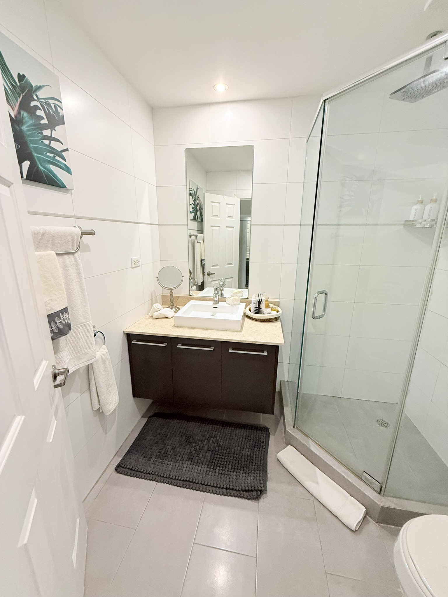 Modern bathroom with walk-in shower