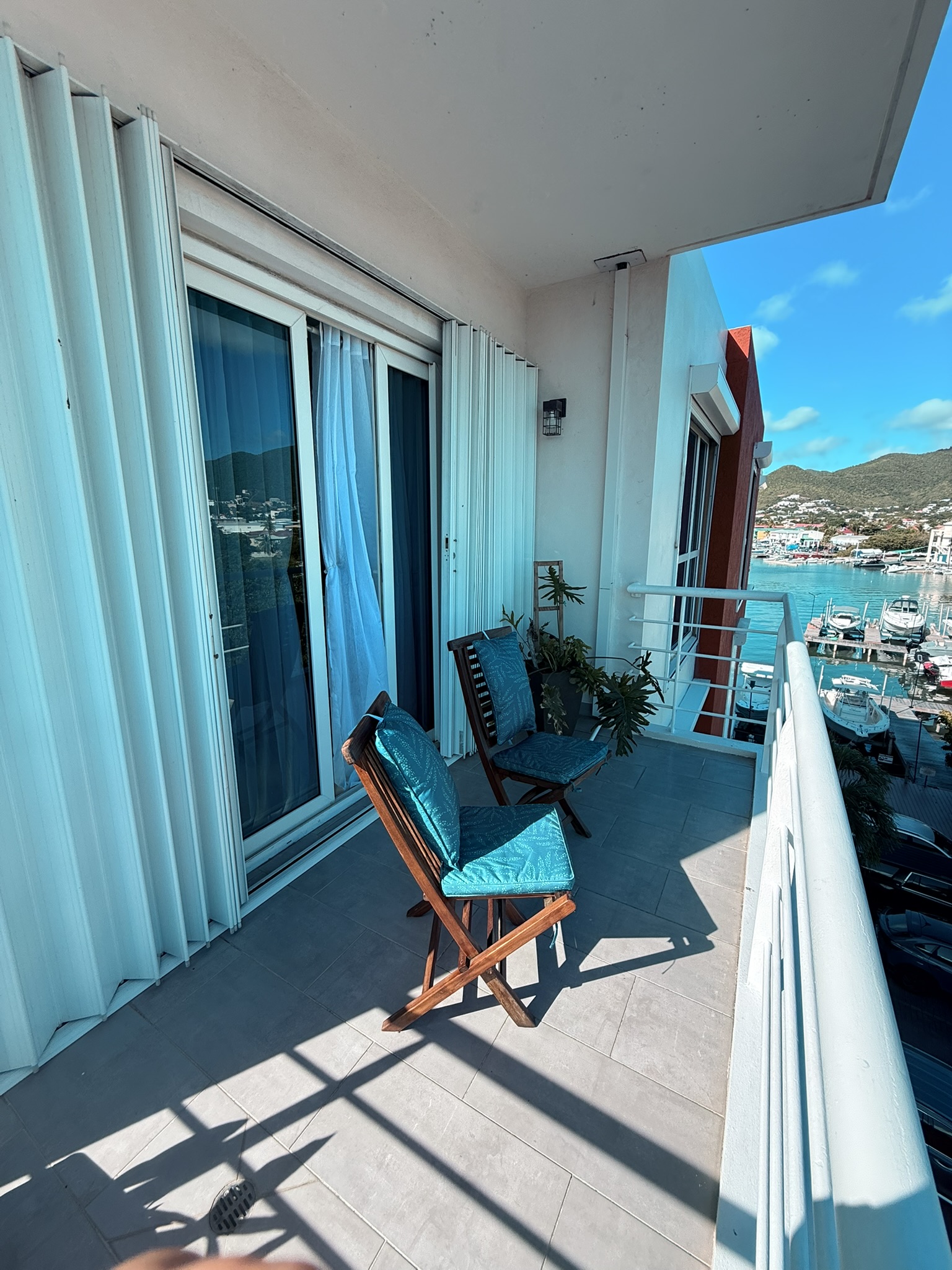 Private balcony overlooking Simpson Bay Marina, Sint Maarten