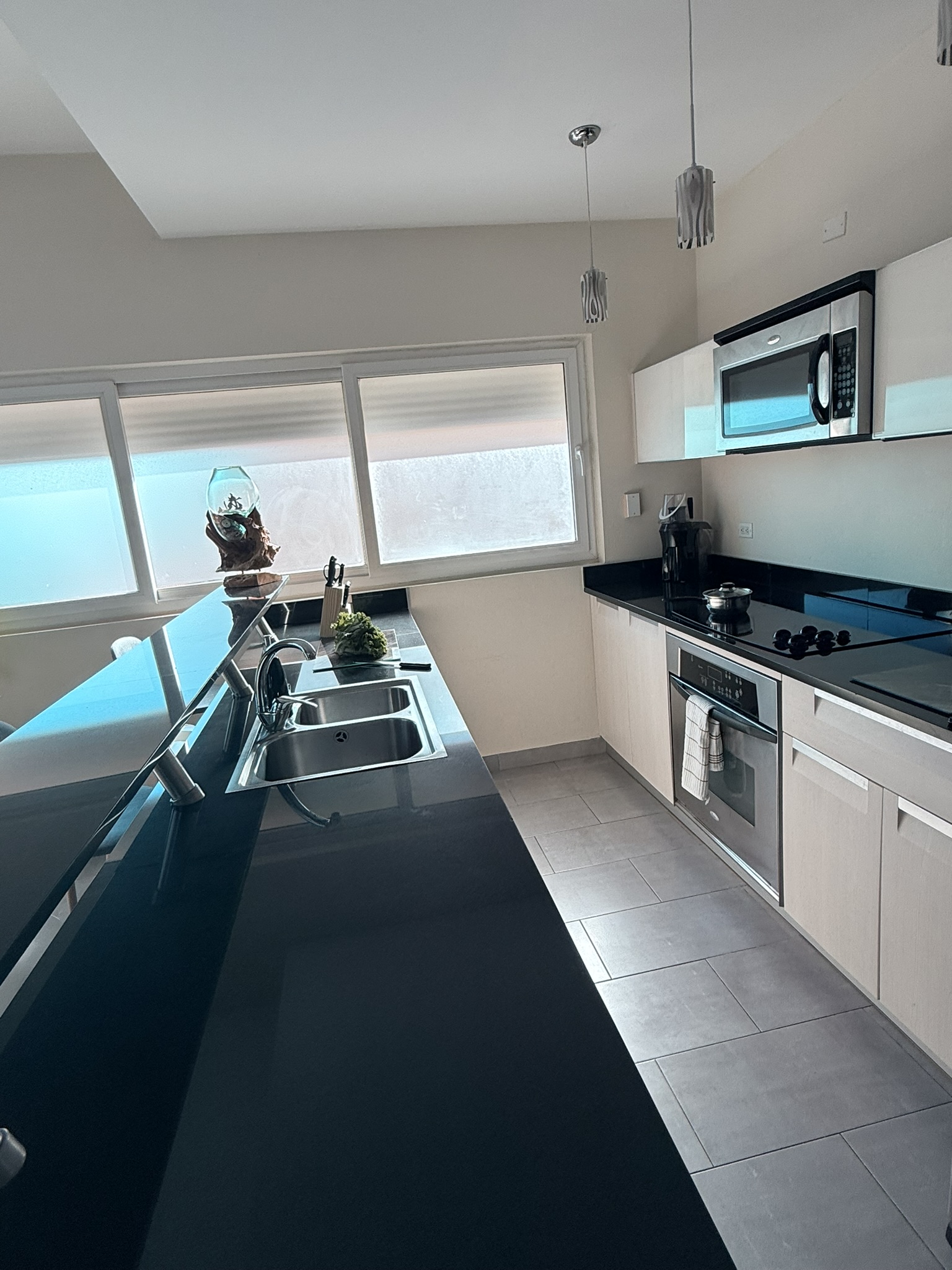 Modern kitchen with bar seating
