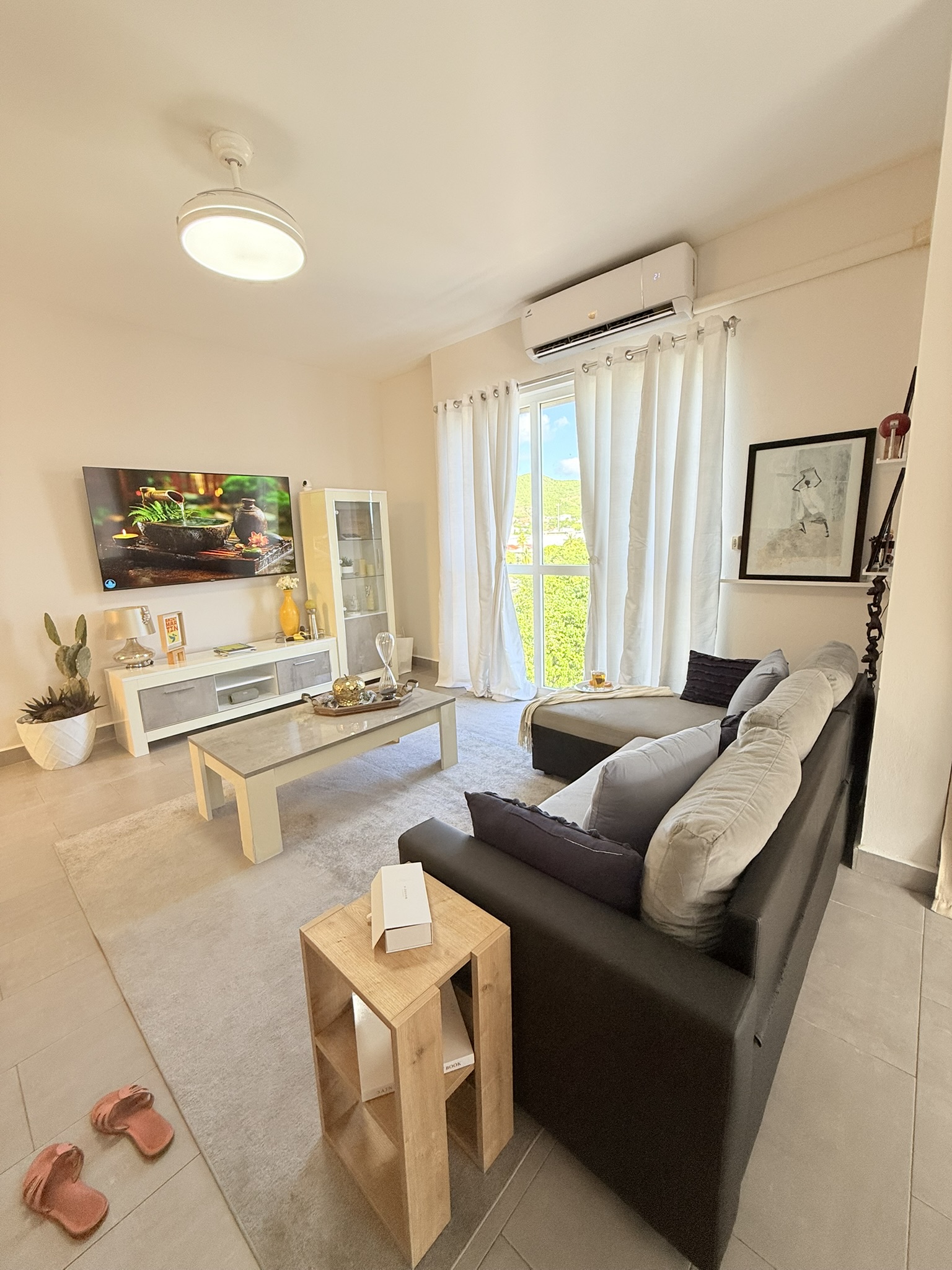 Open living and dining area